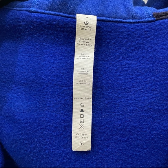 LULULEMON Men’s Scuba Blue Stripe Full Zip Hoodie Size Large - Picture 10 of 11